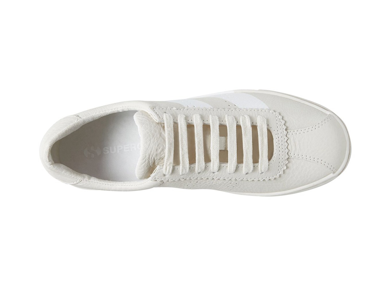 Superga White Sneakers Womens - 2843 Clubs Tumbled Leather U Logo - 714IJGXUK